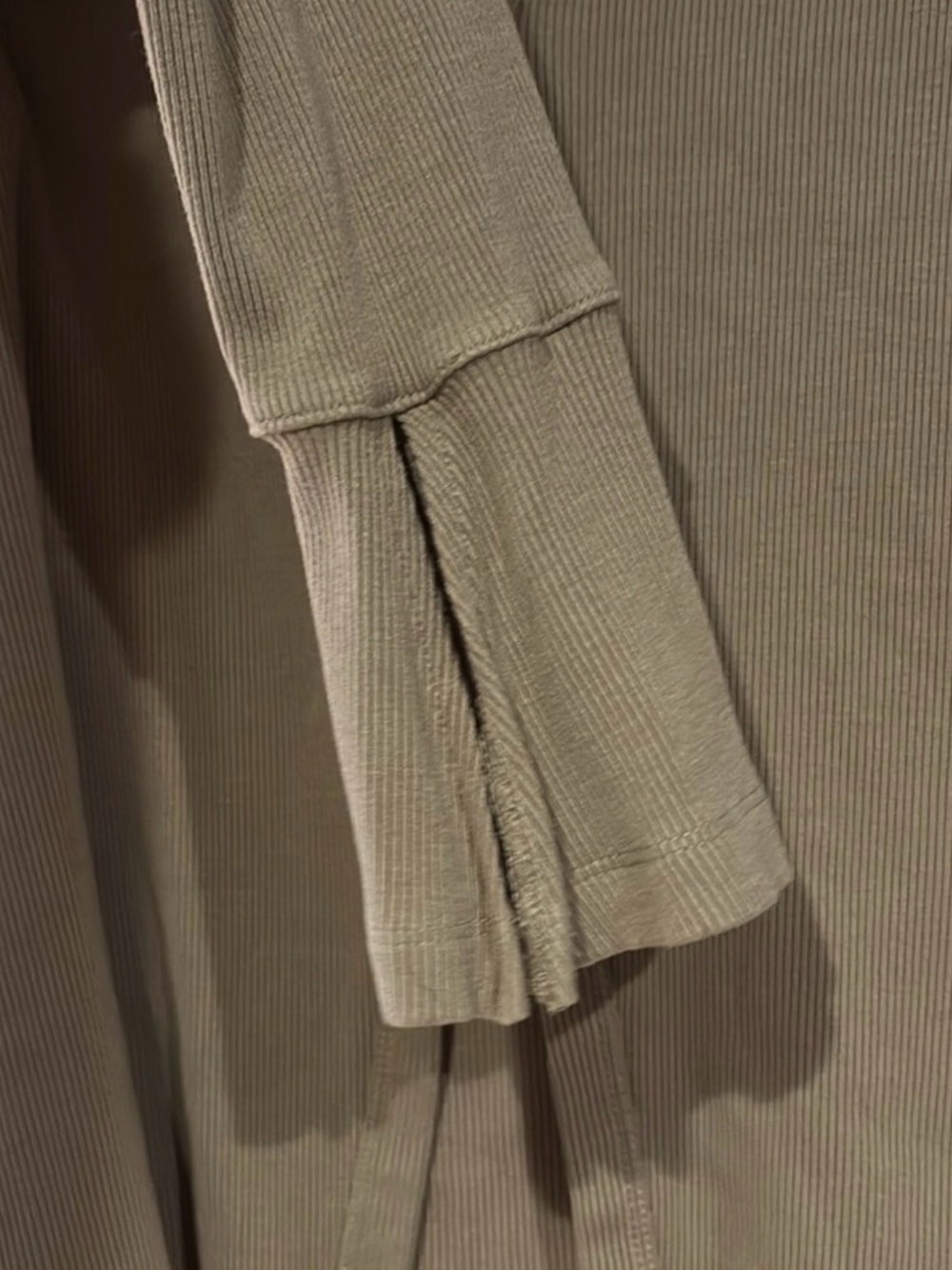 Dynamite Ribbed Taupe Button-Front Collared Knit Top - Picture 4 of 6